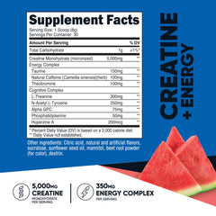 Nutricost Creatine + Energy scooper shows precise dosing for workouts.