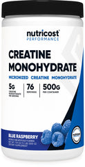 Nutricost Creatine Monohydrate Blue Raspberry bottle supports consistent workouts.
