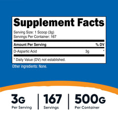 Nutricost DAA powder scoop included for precise 3 g servings.