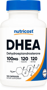 Nutricost DHEA 100mg capsules bottle for daily wellness routine
