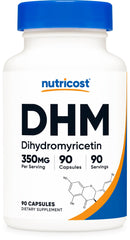 Nutricost DHM capsules bottle for daily vegan, gluten-free wellness.