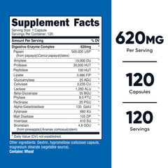 Nutricost Digestive Enzymes capsules arranged for daily digestive use.