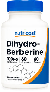 Nutricost Dihydroberberine capsules bottle close-up highlighting enhanced absorption