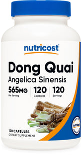 Nutricost Dong Quai 565mg capsules bottle highlights high-potency herbal option for daily wellness.