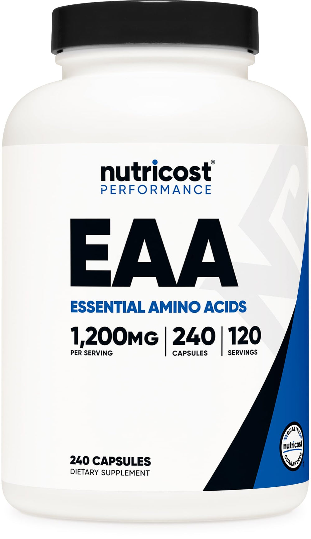 Nutricost EAA Capsules bottle with 120 servings for daily wellness support