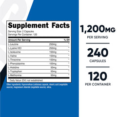 Nutricost EAA capsules two per serving for easy daily dosing