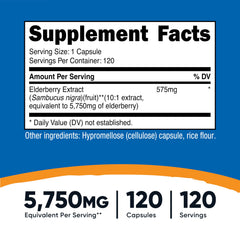 Nutricost Elderberry Capsules ingredient panel emphasizes non-GMO and gluten-free features.