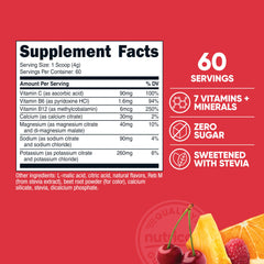 Nutricost powder mixed in glass shows vibrant fruit punch flavor and texture.