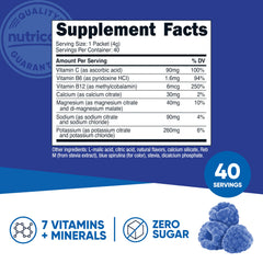 Close-up of Nutricost Electrolytes Blue Raspberry stickpack