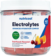 Nutricost Electrolytes Complex fruit punch stickpack for convenient on-the-go hydration.