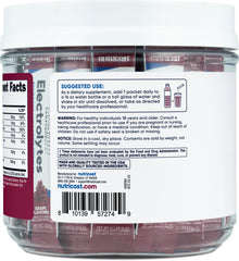 Nutricost Electrolytes Complex grape stick being poured into a glass.