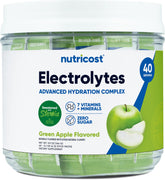 Nutricost Electrolytes Complex green apple stickpack close-up for quick hydration