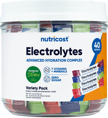 Nutricost Electrolytes Green Apple stickpack for convenient on-the-go hydration.