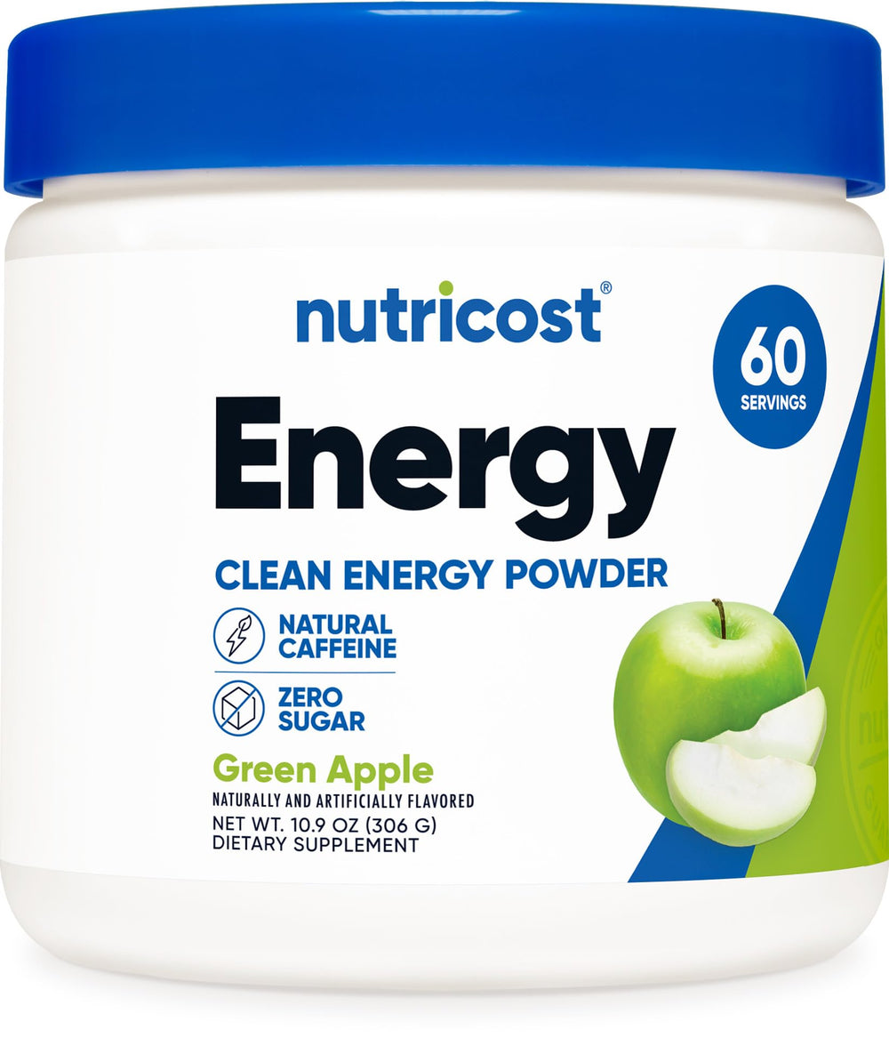 Nutricost Energy Complex Green Apple bottle with zero sugar and vibrant flavor