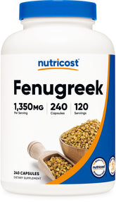 Nutricost fenugreek seed bottle with 240 capsules for daily supplement routine