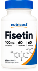 Nutricost Fisetin capsules bottle with 60-count packaging supports daily antioxidant intake.