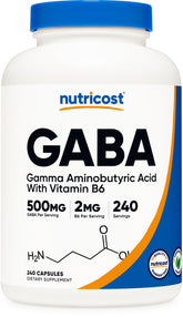 Nutricost GABA 500mg bottle ready for daily wellness routines.