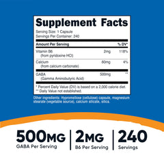 Close-up of Nutricost GABA veggie capsules for easy swallowing.