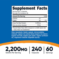Nutricost Gelatin with Silica capsules ready to swallow for daily routine
