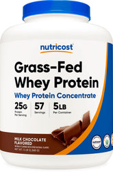 Nutricost Grass-Fed Whey Concentrate Chocolate bottle shows premium protein for daily shakes
