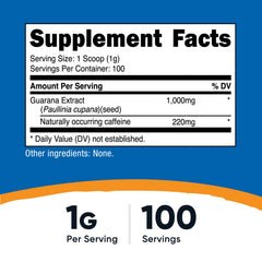 Nutricost Guarana powder scoop for quick serving and energy support