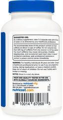 Nutricost Guarana label detail showing ingredients and caffeine content