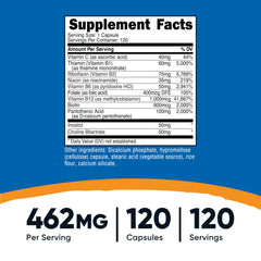 Nutricost Vitamin B Complex label close-up highlighting B vitamins and Vitamin C