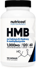 Nutricost HMB bottle front for easy daily use in active routines.