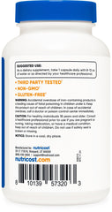 Nutricost iron label back-closeup indicating GMP compliant production