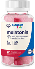 Nutricost Kids Melatonin Gummies bottle for safe, kid-friendly bedtime routines.