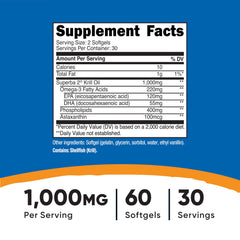 Nutricost Krill Oil softgels close-up for easy daily use.