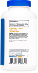 Nutricost L-Arginine 1000mg label close-up, non-GMO and allergen-free credentials