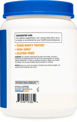 Nutricost L-Arginine powder container closeup, 1kg bottle supports long term use.