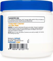 Nutricost L-Carnosine powder pouring from bottle into a shaker