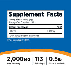 Nutricost L-Serine powder with scoop for accurate 2000 mg servings