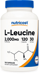 Nutricost L-Leucine 2000mg bottle front view for daily athletic support