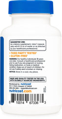 Nutricost bottle label visible, highlighting 120 servings and non-GMO ingredients.