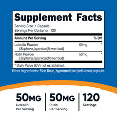 Nutricost Luteolin with Rutin capsules inside, vegetarian and gluten-free