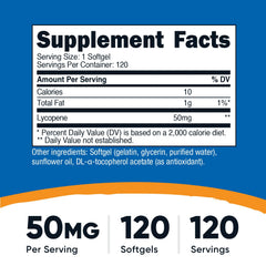 Nutricost Lycopene 50mg Softgels closeup highlighting softgel texture and potency