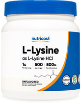Nutricost L-Lysine powder jar for daily amino acid intake