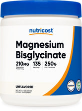 Nutricost Magnesium Bisglycinate Powder jar shows neutral formula for easy mixing