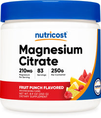 Nutricost Magnesium Citrate Powder Fruit Punch tub for easy daily use.