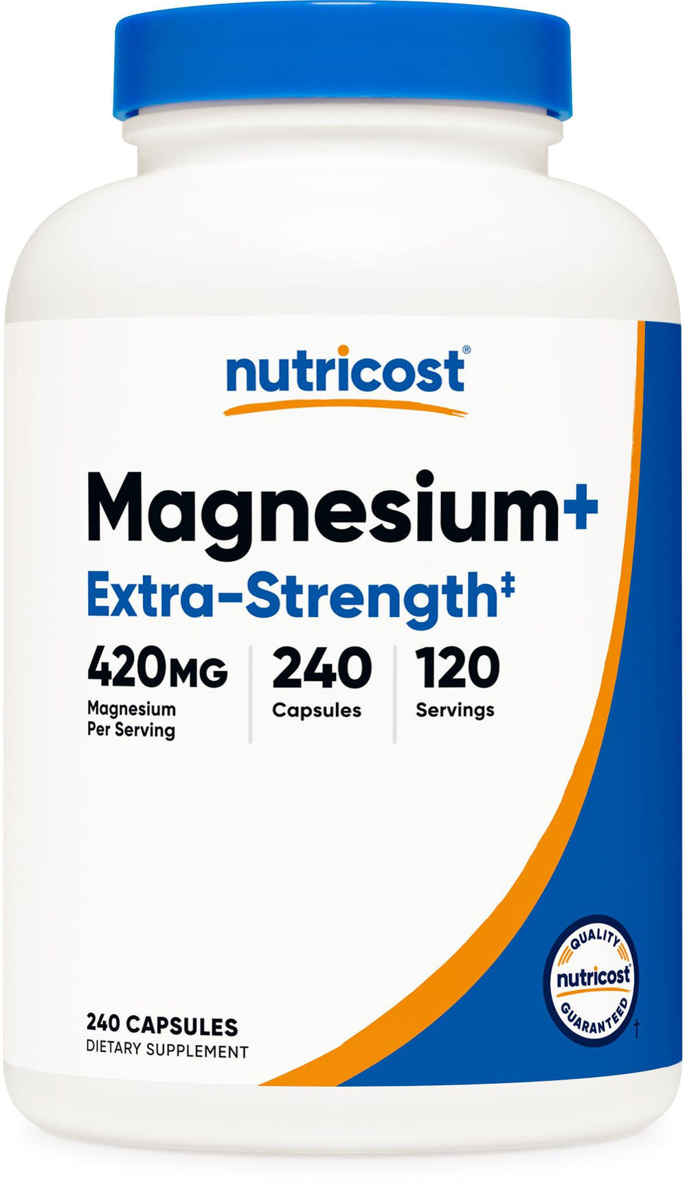 Nutricost Magnesium+ extra strength bottle front view for daily support
