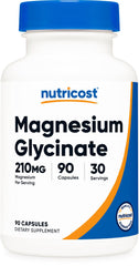 Nutricost Magnesium Glycinate Capsules bottle for gentle absorption and daily support.
