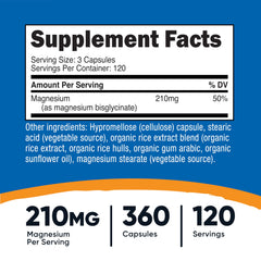 Nutricost Magnesium Glycinate capsules pouring from bottle.