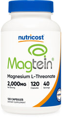 Nutricost Magtein 2000mg bottle for daily support in a vegetarian-friendly format.