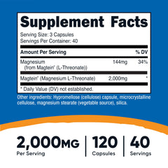 Nutricost Magtein capsules closeup showing easy-to-swallow form for daily use.