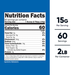 Nutricost Maltodextrin powder label, gluten free and non-GMO verified
