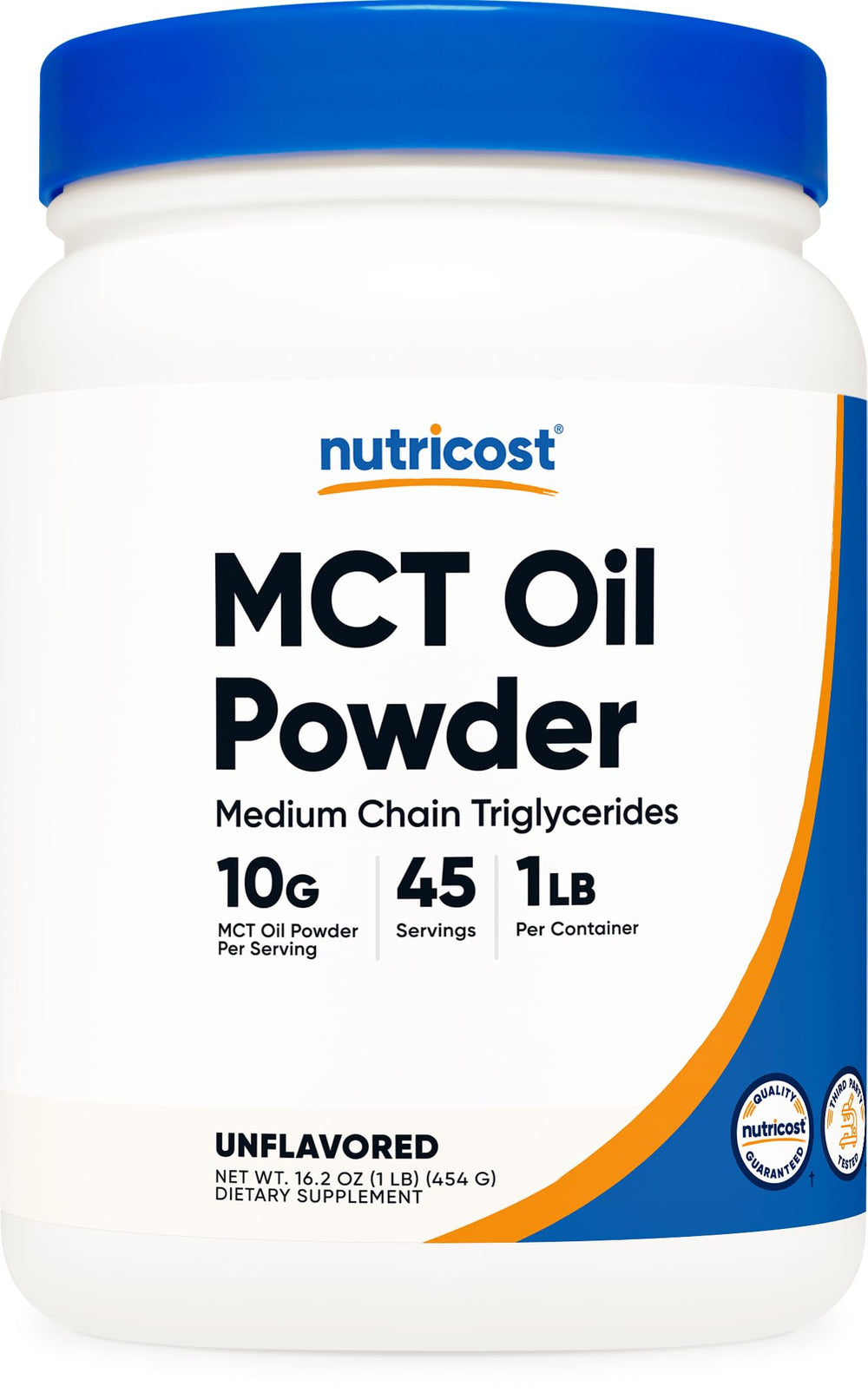 Nutricost MCT Oil Powder 1lb bottle for keto-friendly energy and convenience