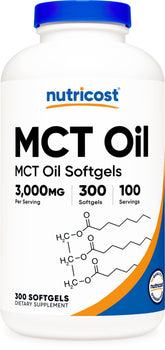 Nutricost MCT Oil Softgels bottle for easy keto-friendly daily use